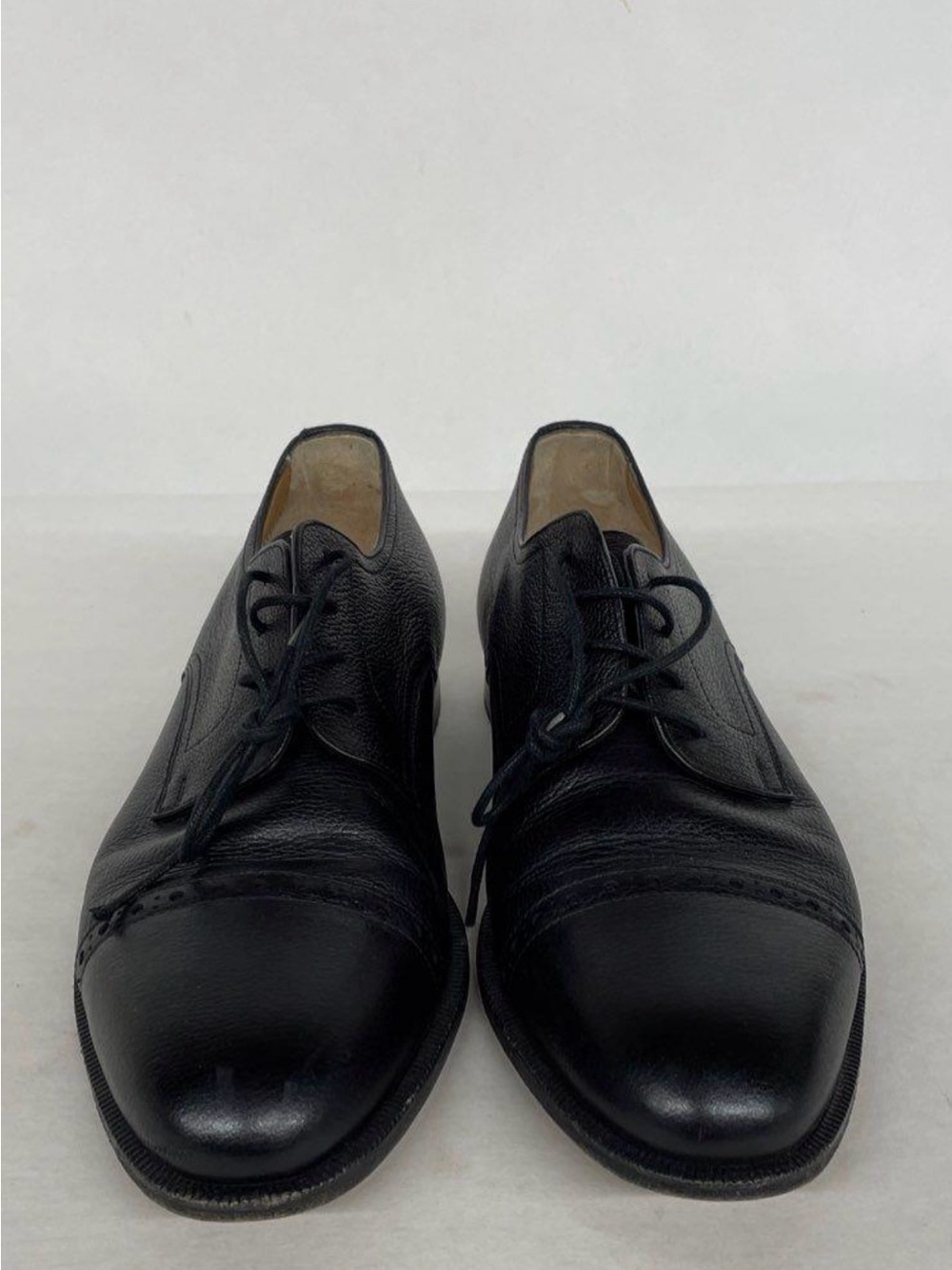 Santoni Classico Black Leather Dress Shoes 7